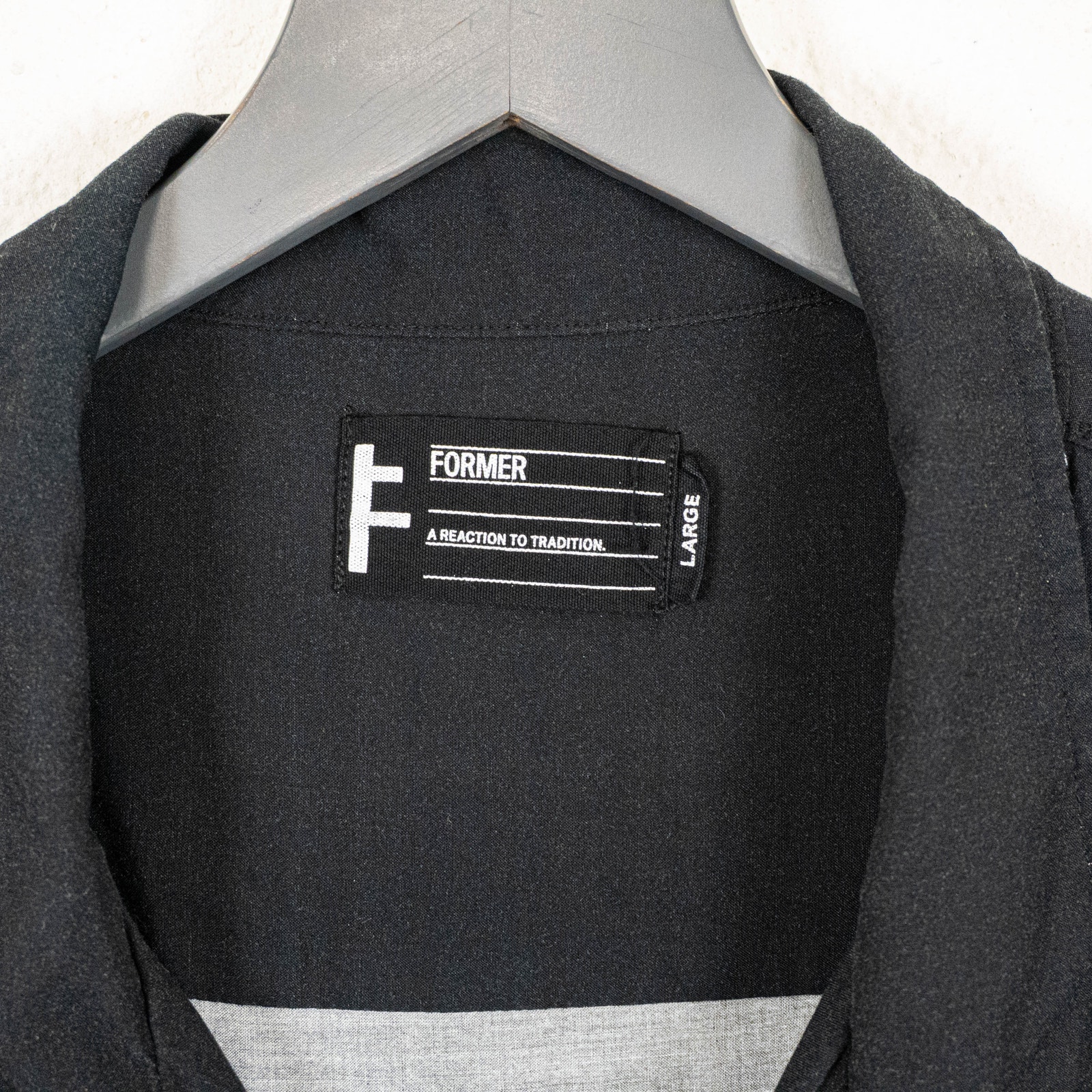 Former Merchandise Menace Ss Shirt Camp Collar In Black Sz L — image 5 of 8